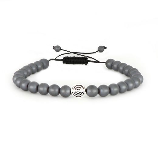 925 Sterling Silver bracelet with makrame and hematite