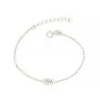 925 Sterling Silver rhodium plated kids bracelet, with a crown and cubic zirconia