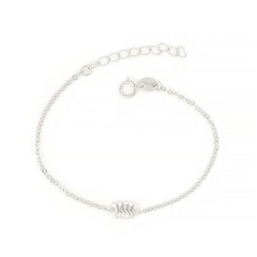 925 Sterling Silver rhodium plated kids bracelet, with a crown and cubic zirconia