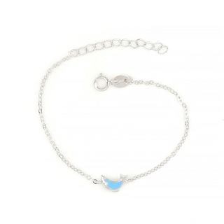 925 Sterling Silver rhodium plated kids bracelet, with a dolphin