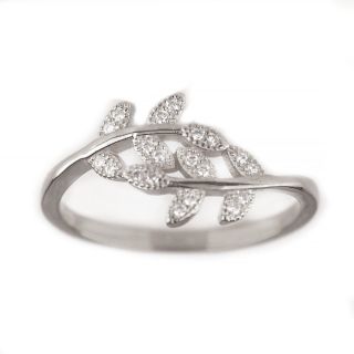 Δακτυλίδι ασημένιο επιροδιωμένο με ζιργκόν και  φυλλαράκια