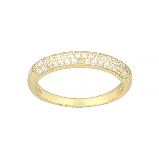 925 Sterling Silver gold plated ring with white cubic zirconia