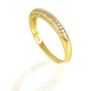 925 Sterling Silver gold plated ring with white cubic zirconia - 