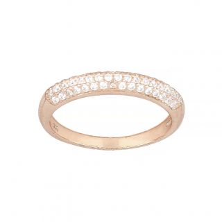 Δακτυλίδι ασημένιο επιροδιωμένο σε ροζ επιχρύσωμα με λευκά ζιργκόν