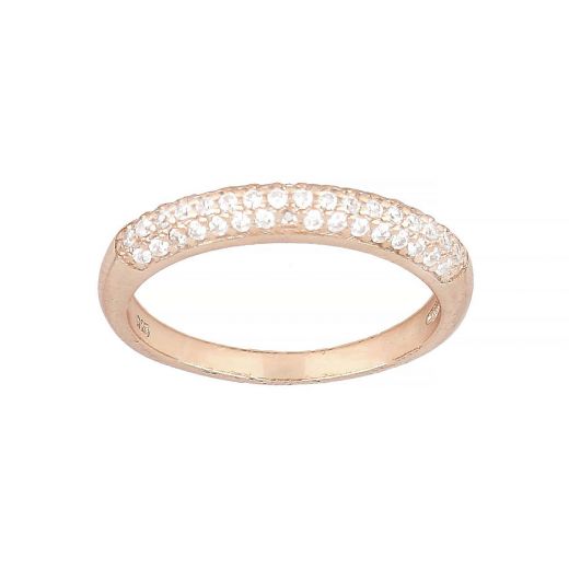 925 Sterling Silver rose gold plated ring with white cubic zirconia