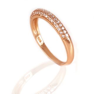 925 Sterling Silver rose gold plated ring with white cubic zirconia - 