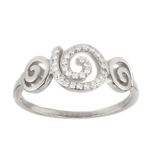 925 Sterling Silver rhodium plated ring with cubic zirconia and spiral design 925 Sterling Silver rhodium plated ring with cubic zirconia and spiral design