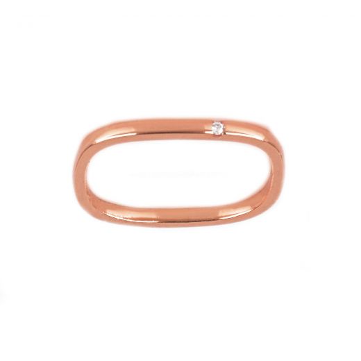 925 Sterling Silver rose gold plated wedding ring with cubic zirconia