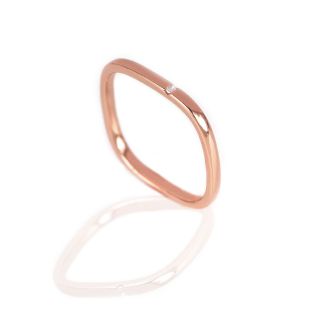925 Sterling Silver rose gold plated wedding ring with cubic zirconia - 