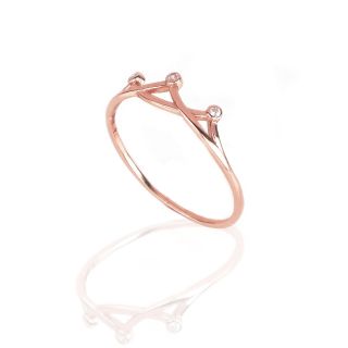 925 Sterling Silver rose gold plated ring with 3 peaks with cubil zirconia - 