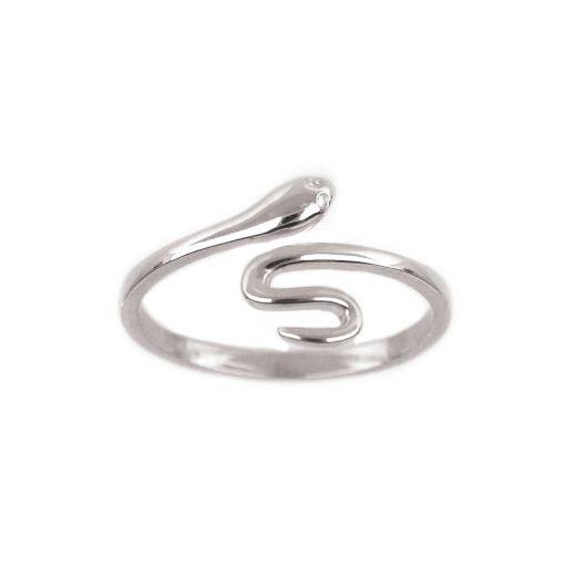 925 Sterling Silver rhodium plated ring snake with twisted tail SNAKES COLLECTION