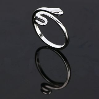 925 Sterling Silver rhodium plated ring snake with twisted tail SNAKES COLLECTION - 