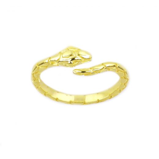 925 Sterling Silver gold plated ring snake with embossed scales SNAKES COLLECTION
