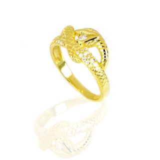 925 Strerling silver gold plated ring snake twisted with cubic zirconia SNAKES COLLECTION - 