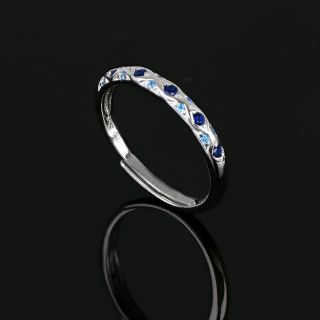 925 Sterling Silver ring with blue and light blue cubic zirconia - 