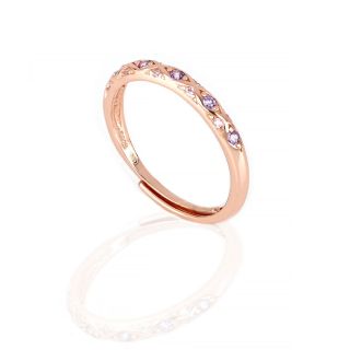 925 Sterling Silver rose gold plated ring with purple and white cubic zirconia - 