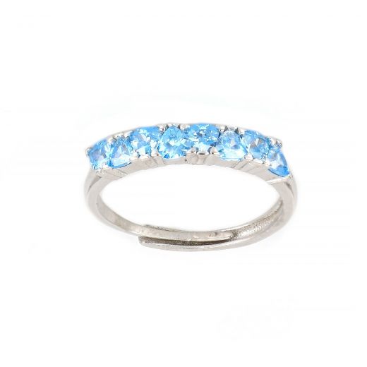 925 Sterling Silver ring with big light blue cubic zirconia