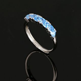 925 Sterling Silver ring with big light blue cubic zirconia - 