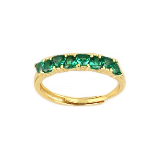 Ασημένιο δαχτυλίδι με μεγάλα πράσινα ζιργκόν
