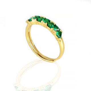 Ασημένιο δαχτυλίδι με μεγάλα πράσινα ζιργκόν - 