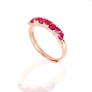 925 Sterling Silver ring with big fucshia cubic zirconia - 
