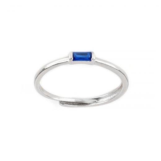 925 Sterling Silver ring with blue cubic zirconia stone