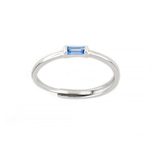 925 Sterling Silver ring with light blue cubic zirconia stone