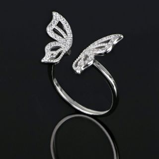 925 Sterling Silver ring with butterfly design and white cubic zirconia - 