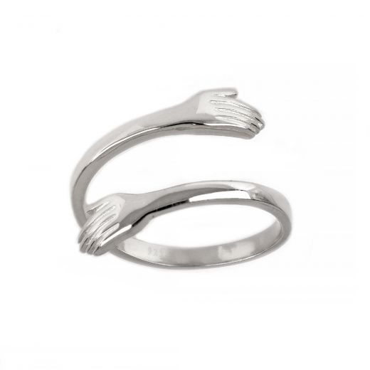 925 Sterling Silver rhodium plated ring in  hug design