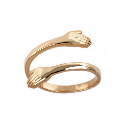 925 Sterling Silver rose gold plated ring in  hug design