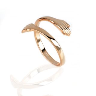 925 Sterling Silver rose gold plated ring in  hug design - 