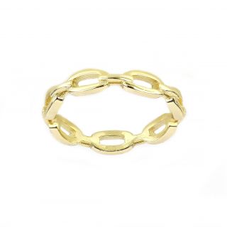 Ασημένιο δαχτυλίδι επίχρυσο με σχέδιο αλυσίδα