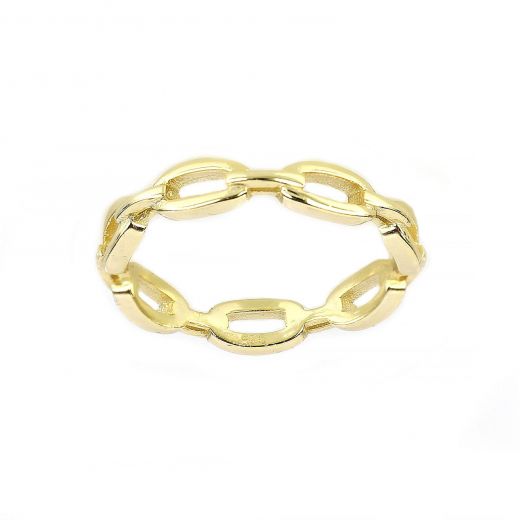 925 Sterling Silver gold plated ring with chain design