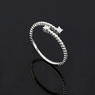Ασημένιο δαχτυλίδι επιροδιωμένο free size με λευκά ζιργκόν - 