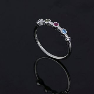 925 Sterling Silver rhodium plated ring with multicolor cubic zirconia - 