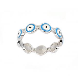 Ασημένιο δαχτυλίδι επιροδιωμένο με γαλάζια ματάκια