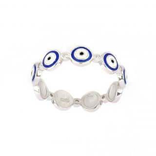 Ασημένιο δαχτυλίδι επιροδιωμένο με μπλε ματάκια