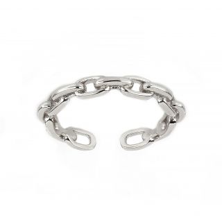 Ασημένιο δαχτυλίδι επιροδιωμένο free size με σχέδιο αλυσίδα