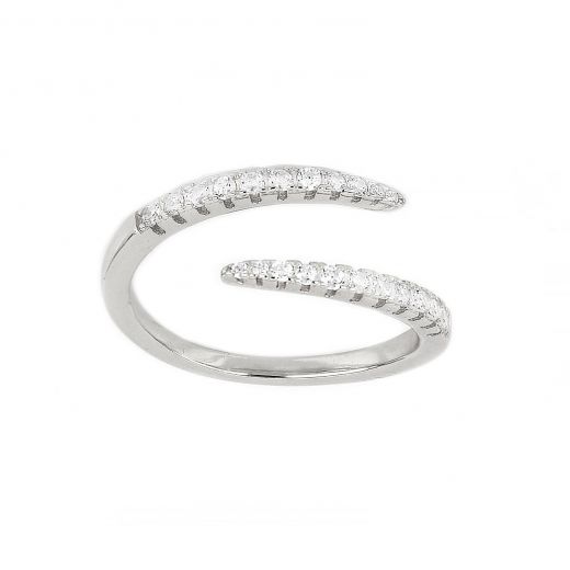 925 Sterling Silver rhodium plated ring with white cubic zirconia