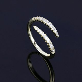 Ασημένιο δαχτυλίδι επίχρυσο με λευκά ζιργκόν - 