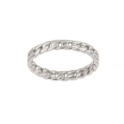 925 Sterling Silver rhodium plated wedding ring with chain design