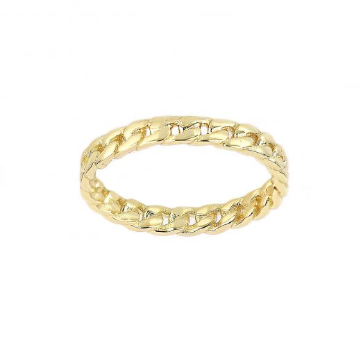 925 Sterling Silver gold plated wedding ring with chain design