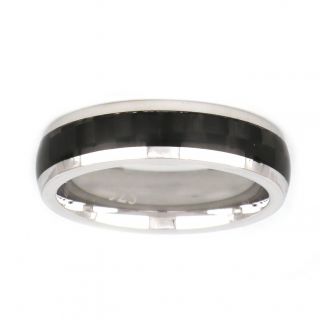 925 Sterling Silver rhodium plated men's ring with carbon fiber 925 Sterling Silver rhodium plated men's ring with carbon fiber