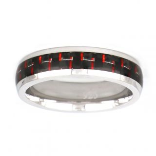 925 Sterling Silver rhodium plated with red/black carbon fiber 925 Sterling Silver rhodium plated with red/black carbon fiber