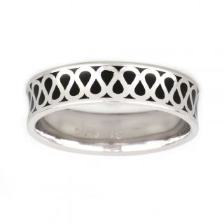925 Sterling Silver rhodium plated ring with knitted design 925 Sterling Silver rhodium plated ring with knitted design