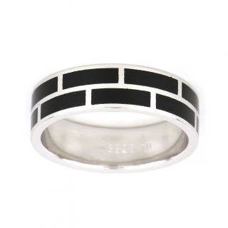 925 Sterling Silver rhodium plated ring with black rectangle 925 Sterling Silver rhodium plated ring with black rectangle