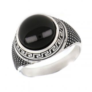 925 Sterling Silver rhodium plated men's ring with stone 925 Sterling Silver rhodium plated men's ring with stone