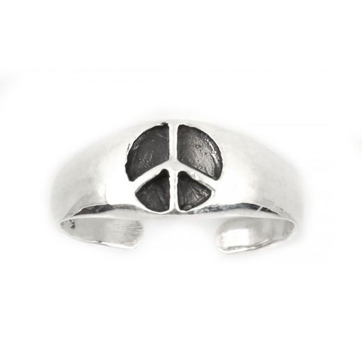 925 Sterling Silver toe ring with peace symbol