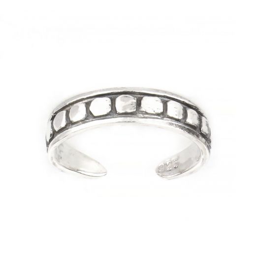925 Sterling Silver toe ring with embossed design