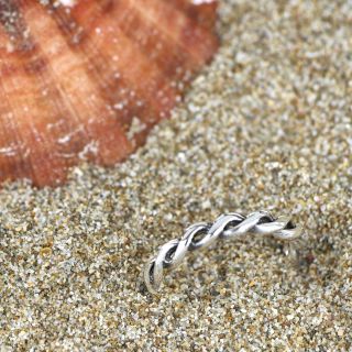 925 Sterling Silver toe ring with knitted pattern - 